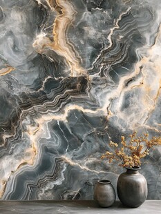 蓝色透光大理石装饰画