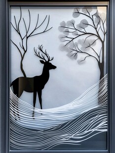 轻奢麋鹿珐琅彩浮雕画