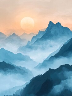 大气山峦风景画