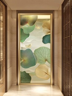 手绘荷花镶嵌硬包