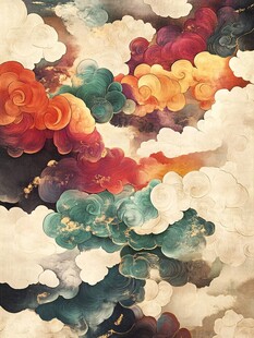 彩墨云纹艺术画