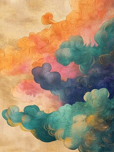 彩墨云纹艺术画