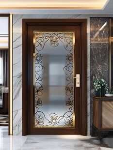 金色雕花玻璃门