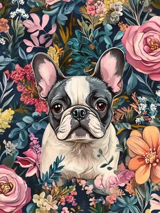 欧美手绘动物花