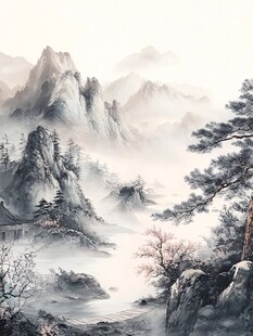 水墨数字画工笔山水