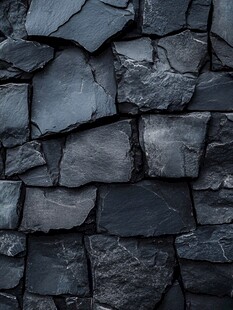 深蓝色拼接石片墙