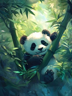 写实熊猫插画