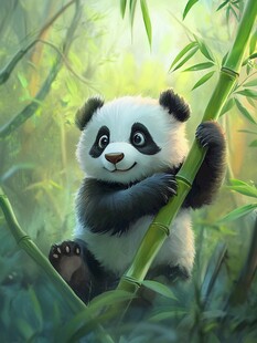 写实熊猫插画