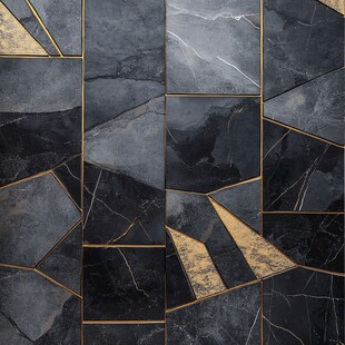 箔金拼接色块晶瓷画