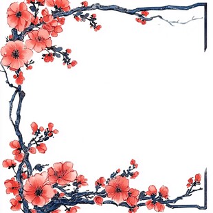 红色梅花边框纹理