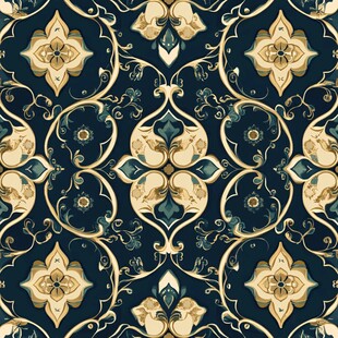 蓝色印花古典图案