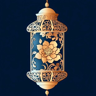 蓝色新中式宫灯