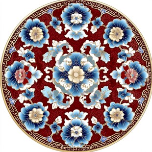 青花红彩加金花卉瓷砖