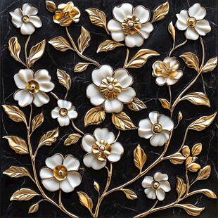 3d浮雕金属牡丹花