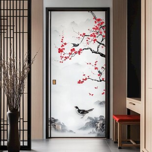 酒店客厅走廊梅花花鸟