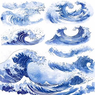 手绘海浪图
