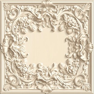 金色浮雕花纹边框