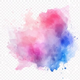 蓝紫红色墨点渐变水彩
