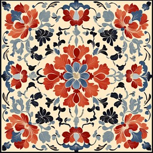 蓝色印花古典图案