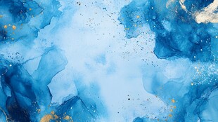 蓝色墨韵晕染数码印花