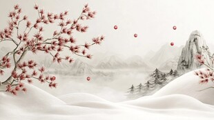 雪景山水插画