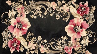 高精手绘黄金拉丝花卉