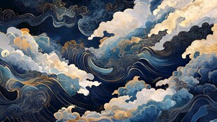 古风海浪包装插画