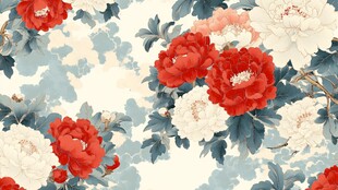 牡丹插画底纹