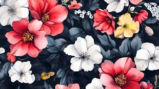 3d浮雕缤纷花卉