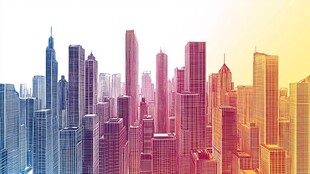 城市建筑剪影全景