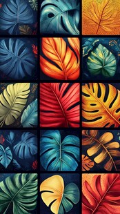 手绘龟背叶拼接背景