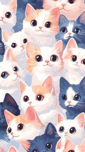 奶萌小猫插画图案