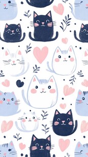 卡通猫咪图案背景