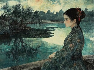 江南美女油画