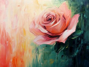 现代玫瑰花油画