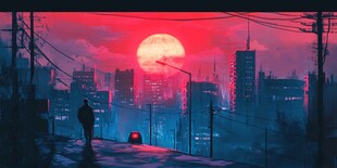 黄昏场景插画