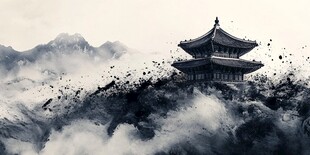 天界晓钟风景插画