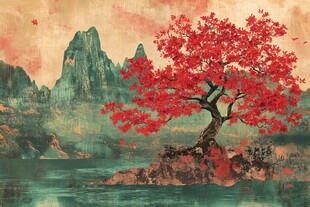 古典古风复古迎客松