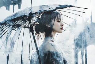 古风美女油纸伞