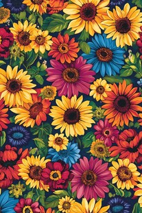 彩色缤纷花朵炫丽绽放