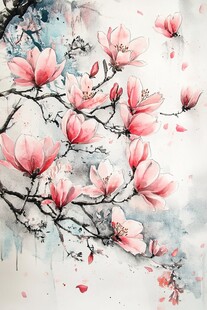 辛夷花插画