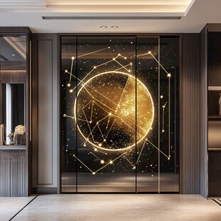 轻奢金线壁画挂画壁纸