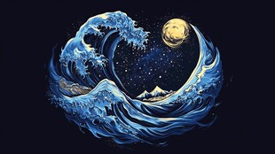 古风海浪包装插画