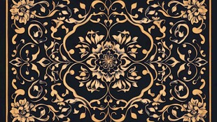 青花加金花卉纹瓷砖