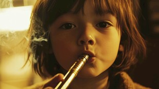 小台灯下的小朋友