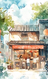 街边小店插画