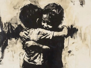 羞涩爱情现代油画