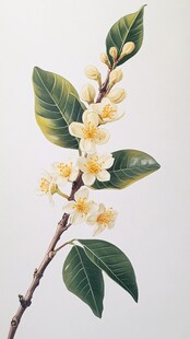 桂花彩铅画
