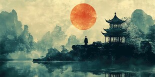 古风人像水墨山水