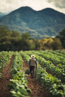 烟田里干活的农妇